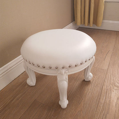 Mid-Century Modern Plain Pouf PU Leather Round Water Resistant Chair Ottoman White 1 Piece Clearhalo 'furn' 'furn_ottomans_poufs' 'Furniture' 'Living Room Furniture' 'Ottomans & Poufs' 'ottomans_poufs' 5924962