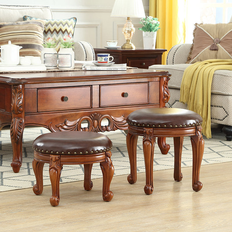 Mid-Century Modern Plain Pouf PU Leather Round Water Resistant Chair Ottoman Clearhalo 'furn' 'furn_ottomans_poufs' 'Furniture' 'Living Room Furniture' 'Ottomans & Poufs' 'ottomans_poufs' 5924963