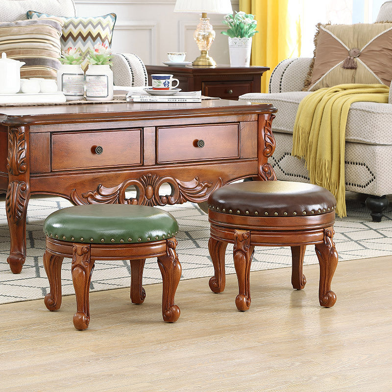 Mid-Century Modern Plain Pouf PU Leather Round Water Resistant Chair Ottoman Clearhalo 'furn' 'furn_ottomans_poufs' 'Furniture' 'Living Room Furniture' 'Ottomans & Poufs' 'ottomans_poufs' 5924965