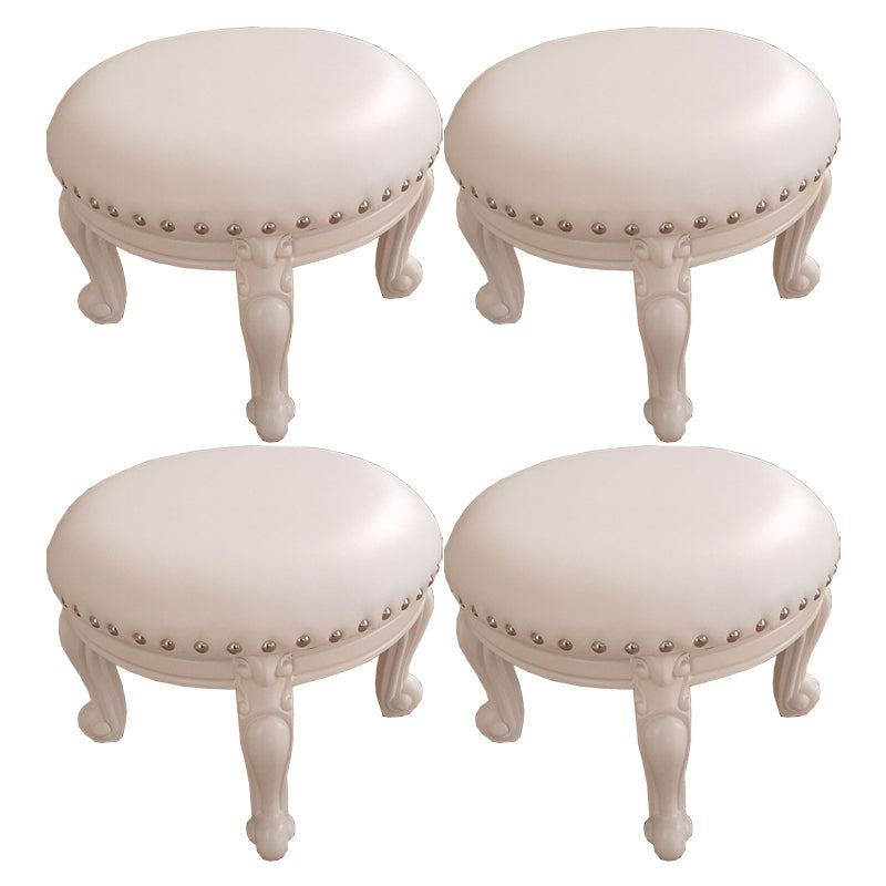 Mid-Century Modern Plain Pouf PU Leather Round Water Resistant Chair Ottoman White 4 Piece Set Clearhalo 'furn' 'furn_ottomans_poufs' 'Furniture' 'Living Room Furniture' 'Ottomans & Poufs' 'ottomans_poufs' 5924966