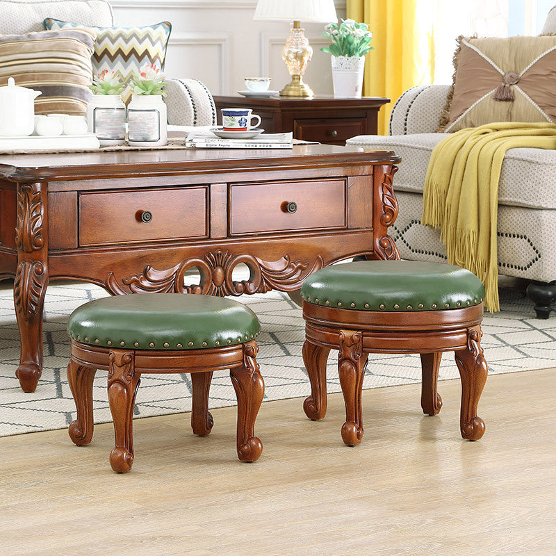 Mid-Century Modern Plain Pouf PU Leather Round Water Resistant Chair Ottoman Clearhalo 'furn' 'furn_ottomans_poufs' 'Furniture' 'Living Room Furniture' 'Ottomans & Poufs' 'ottomans_poufs' 5924967