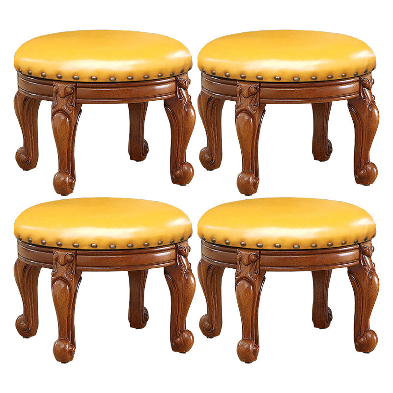 Mid-Century Modern Plain Pouf PU Leather Round Water Resistant Chair Ottoman Yellow 4 Piece Set Clearhalo 'furn' 'furn_ottomans_poufs' 'Furniture' 'Living Room Furniture' 'Ottomans & Poufs' 'ottomans_poufs' 5924971