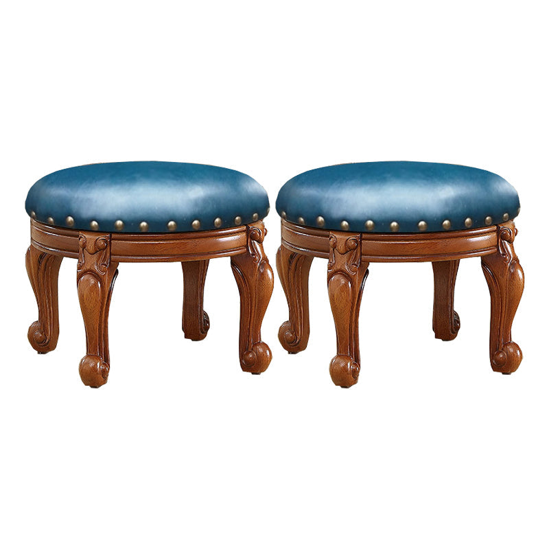 Mid-Century Modern Plain Pouf PU Leather Round Water Resistant Chair Ottoman Blue 2 Piece Set Clearhalo 'furn' 'furn_ottomans_poufs' 'Furniture' 'Living Room Furniture' 'Ottomans & Poufs' 'ottomans_poufs' 5924976
