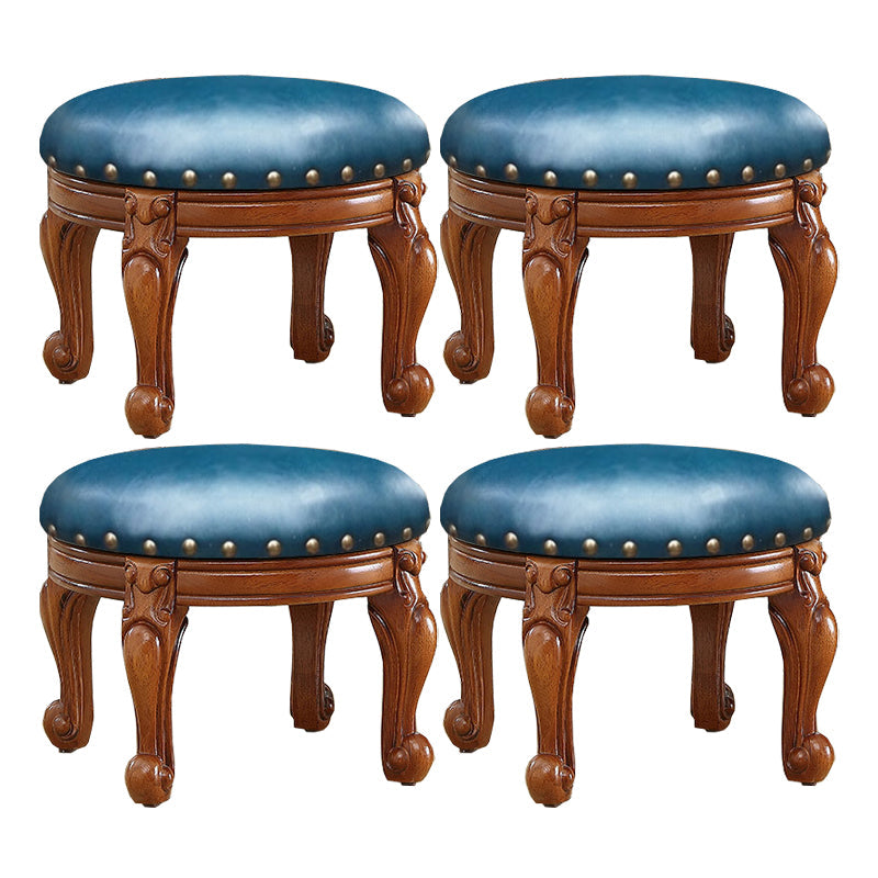 Mid-Century Modern Plain Pouf PU Leather Round Water Resistant Chair Ottoman Blue 4 Piece Set Clearhalo 'furn' 'furn_ottomans_poufs' 'Furniture' 'Living Room Furniture' 'Ottomans & Poufs' 'ottomans_poufs' 5924977
