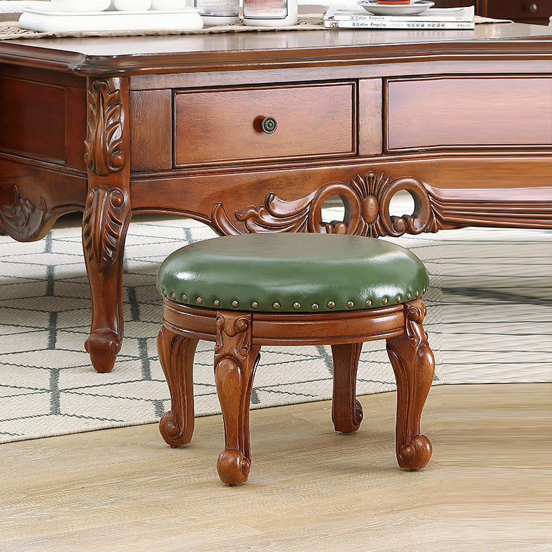 Mid-Century Modern Plain Pouf PU Leather Round Water Resistant Chair Ottoman Green 1 Piece Clearhalo 'furn' 'furn_ottomans_poufs' 'Furniture' 'Living Room Furniture' 'Ottomans & Poufs' 'ottomans_poufs' 5924978