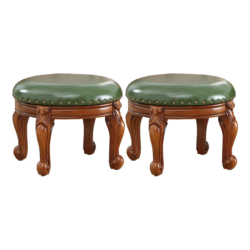 Mid-Century Modern Plain Pouf PU Leather Round Water Resistant Chair Ottoman Green 2 Piece Set Clearhalo 'furn' 'furn_ottomans_poufs' 'Furniture' 'Living Room Furniture' 'Ottomans & Poufs' 'ottomans_poufs' 5924979
