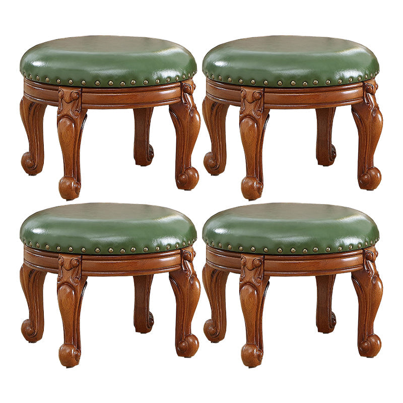 Mid-Century Modern Plain Pouf PU Leather Round Water Resistant Chair Ottoman Green 4 Piece Set Clearhalo 'furn' 'furn_ottomans_poufs' 'Furniture' 'Living Room Furniture' 'Ottomans & Poufs' 'ottomans_poufs' 5924980