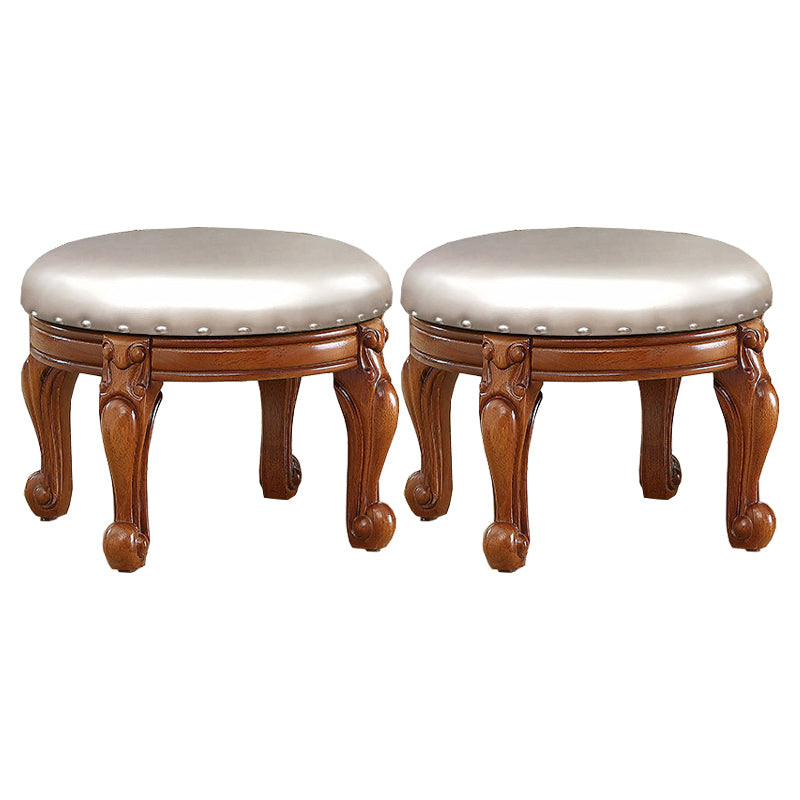 Mid-Century Modern Plain Pouf PU Leather Round Water Resistant Chair Ottoman Champagne 2 Piece Set Clearhalo 'furn' 'furn_ottomans_poufs' 'Furniture' 'Living Room Furniture' 'Ottomans & Poufs' 'ottomans_poufs' 5924982