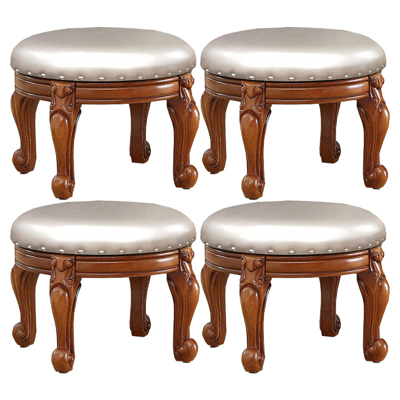 Mid-Century Modern Plain Pouf PU Leather Round Water Resistant Chair Ottoman Champagne 4 Piece Set Clearhalo 'furn' 'furn_ottomans_poufs' 'Furniture' 'Living Room Furniture' 'Ottomans & Poufs' 'ottomans_poufs' 5924983