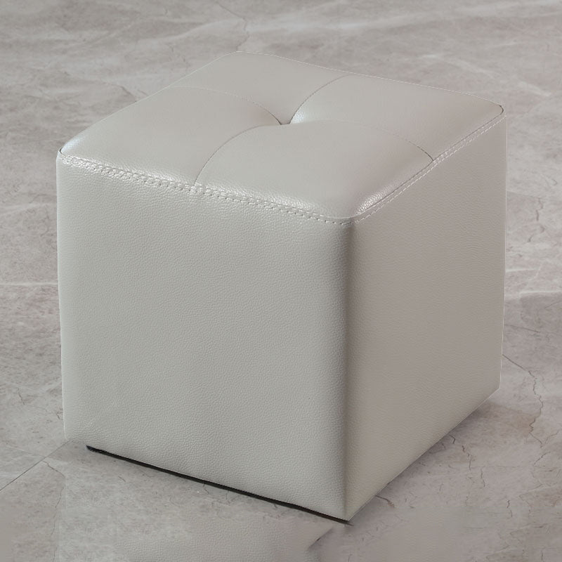 Modern Black Water Resistant Cube Square Leather Indoor Cube Light Gray 1 Piece Clearhalo 'furn' 'furn_ottomans_poufs' 'Furniture' 'Living Room Furniture' 'Ottomans & Poufs' 'ottomans_poufs' 5924992