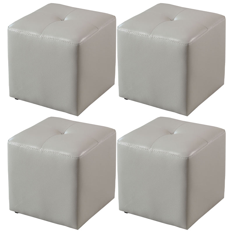 Modern Black Water Resistant Cube Square Leather Indoor Cube Light Gray 4 Piece Set Clearhalo 'furn' 'furn_ottomans_poufs' 'Furniture' 'Living Room Furniture' 'Ottomans & Poufs' 'ottomans_poufs' 5924996