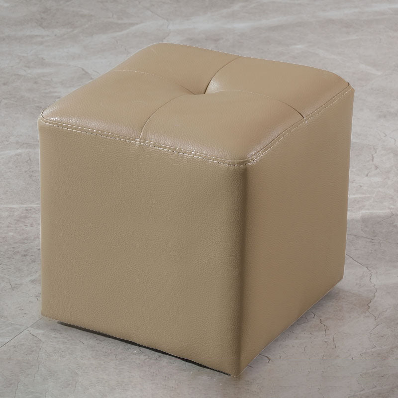 Modern Black Water Resistant Cube Square Leather Indoor Cube Khaki 1 Piece Clearhalo 'furn' 'furn_ottomans_poufs' 'Furniture' 'Living Room Furniture' 'Ottomans & Poufs' 'ottomans_poufs' 5925010