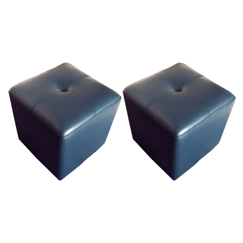 Modern Black Water Resistant Cube Square Leather Indoor Cube Royal Blue 2 Piece Set Clearhalo 'furn' 'furn_ottomans_poufs' 'Furniture' 'Living Room Furniture' 'Ottomans & Poufs' 'ottomans_poufs' 5925020