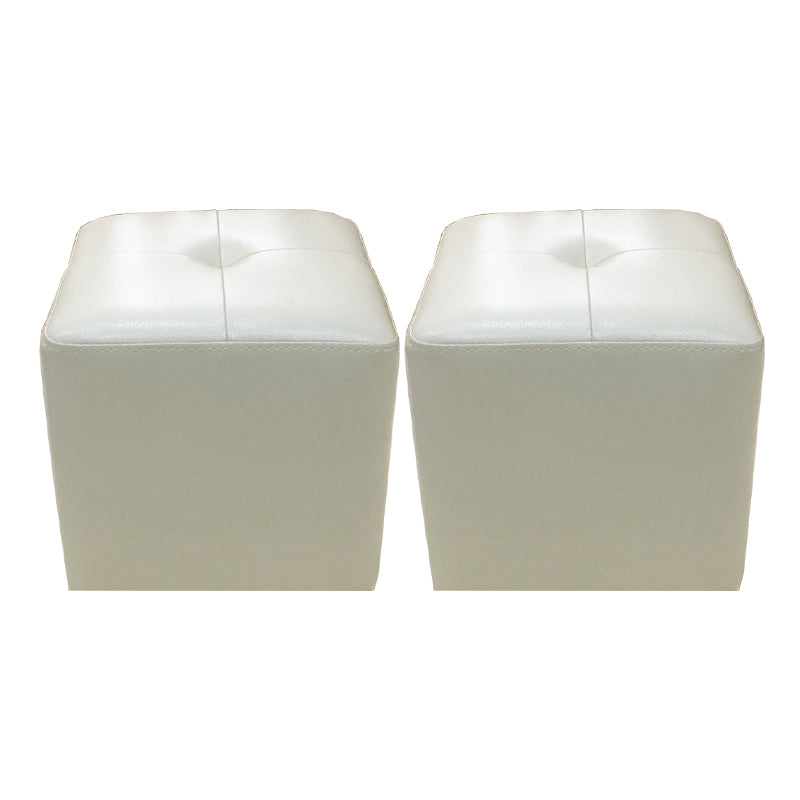 Modern Black Water Resistant Cube Square Leather Indoor Cube Off-White 2 Piece Set Clearhalo 'furn' 'furn_ottomans_poufs' 'Furniture' 'Living Room Furniture' 'Ottomans & Poufs' 'ottomans_poufs' 5925029