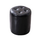 Mid-Century Tufted Ottoman Solid Color Water Resistant Genuine Leather Ottoman Black Round 1 Piece Clearhalo 'furn' 'furn_ottomans_poufs' 'Furniture' 'Living Room Furniture' 'Ottomans & Poufs' 'ottomans_poufs' 5925033