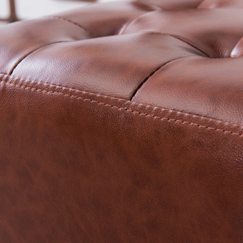 Mid-Century Tufted Ottoman Solid Color Water Resistant Genuine Leather Ottoman Clearhalo 'furn' 'furn_ottomans_poufs' 'Furniture' 'Living Room Furniture' 'Ottomans & Poufs' 'ottomans_poufs' 5925044
