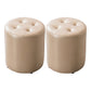 Mid-Century Tufted Ottoman Solid Color Water Resistant Genuine Leather Ottoman Champagne Round 2 Piece Set Clearhalo 'furn' 'furn_ottomans_poufs' 'Furniture' 'Living Room Furniture' 'Ottomans & Poufs' 'ottomans_poufs' 5925056