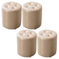 Mid-Century Tufted Ottoman Solid Color Water Resistant Genuine Leather Ottoman Champagne Round 4 Piece Set Clearhalo 'furn' 'furn_ottomans_poufs' 'Furniture' 'Living Room Furniture' 'Ottomans & Poufs' 'ottomans_poufs' 5925057