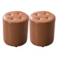 Mid-Century Tufted Ottoman Solid Color Water Resistant Genuine Leather Ottoman Light Brown Round 2 Piece Set Clearhalo 'furn' 'furn_ottomans_poufs' 'Furniture' 'Living Room Furniture' 'Ottomans & Poufs' 'ottomans_poufs' 5925059