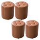 Mid-Century Tufted Ottoman Solid Color Water Resistant Genuine Leather Ottoman Light Brown Round 4 Piece Set Clearhalo 'furn' 'furn_ottomans_poufs' 'Furniture' 'Living Room Furniture' 'Ottomans & Poufs' 'ottomans_poufs' 5925060