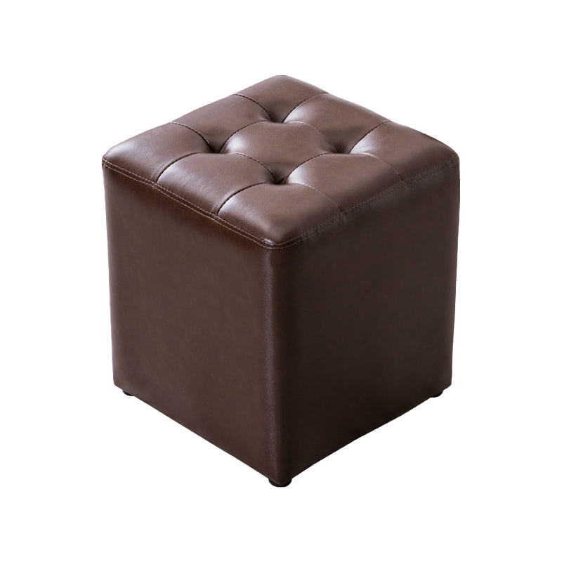 Mid-Century Tufted Ottoman Solid Color Water Resistant Genuine Leather Ottoman Coffee Square 1 Piece Clearhalo 'furn' 'furn_ottomans_poufs' 'Furniture' 'Living Room Furniture' 'Ottomans & Poufs' 'ottomans_poufs' 5925082