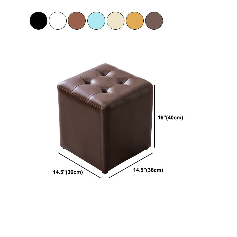 Mid-Century Tufted Ottoman Solid Color Water Resistant Genuine Leather Ottoman Clearhalo 'furn' 'furn_ottomans_poufs' 'Furniture' 'Living Room Furniture' 'Ottomans & Poufs' 'ottomans_poufs' 5925085