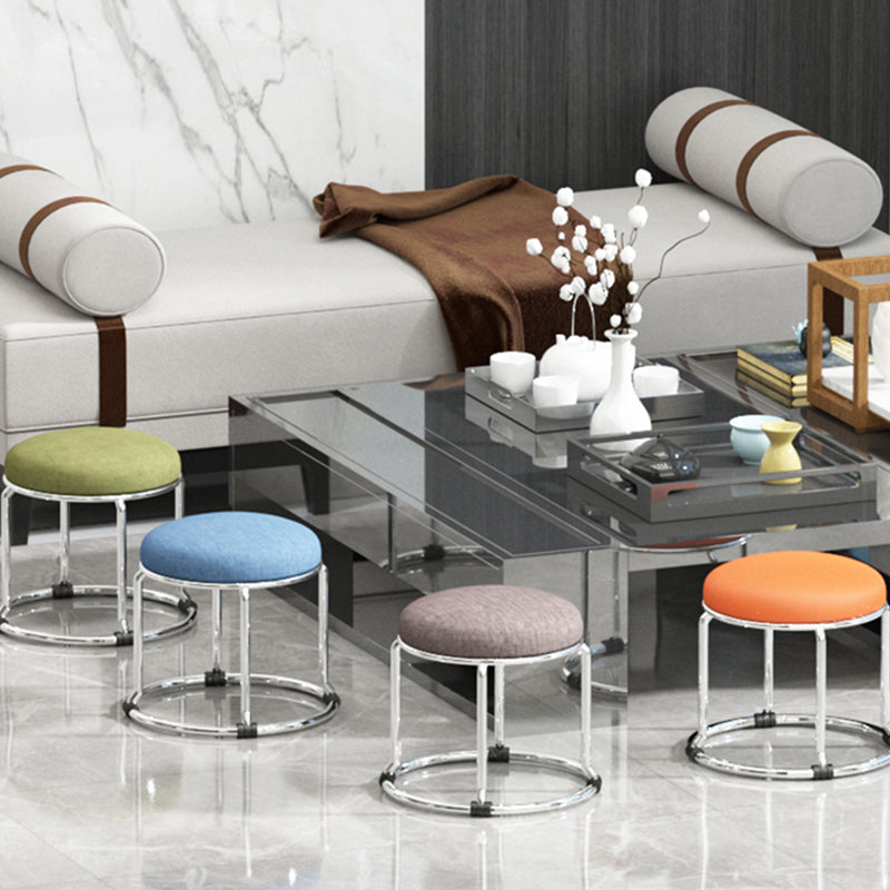 Standard Ottoman Fade Resistant Cotton Blend Glam Round Solid Color Ottoman Clearhalo 'furn' 'furn_ottomans_poufs' 'Furniture' 'Living Room Furniture' 'Ottomans & Poufs' 'ottomans_poufs' 5925091