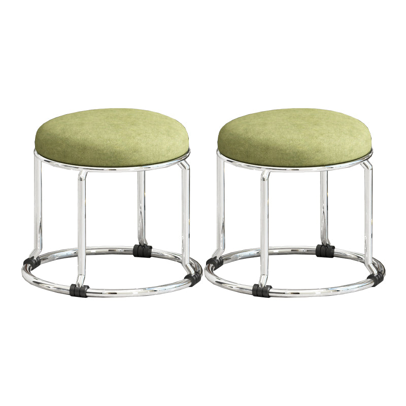 Standard Ottoman Fade Resistant Cotton Blend Glam Round Solid Color Ottoman Green 2 Piece Set Silver Clearhalo 'furn' 'furn_ottomans_poufs' 'Furniture' 'Living Room Furniture' 'Ottomans & Poufs' 'ottomans_poufs' 5925102