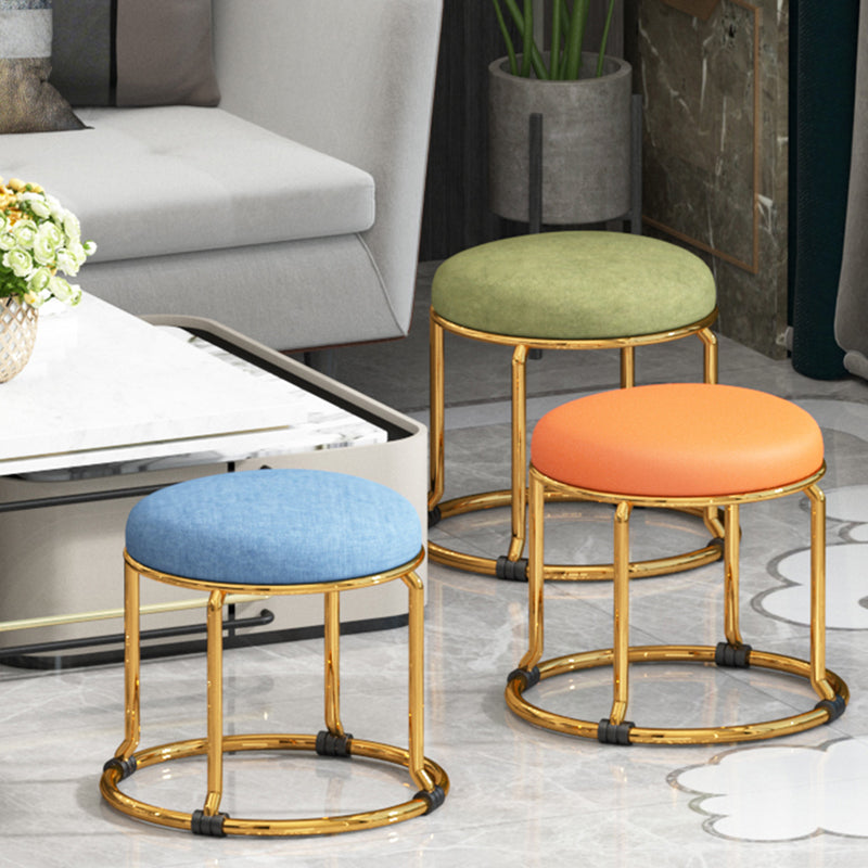 Standard Ottoman Fade Resistant Cotton Blend Glam Round Solid Color Ottoman Clearhalo 'furn' 'furn_ottomans_poufs' 'Furniture' 'Living Room Furniture' 'Ottomans & Poufs' 'ottomans_poufs' 5925103