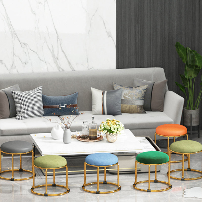 Standard Ottoman Fade Resistant Cotton Blend Glam Round Solid Color Ottoman Clearhalo 'furn' 'furn_ottomans_poufs' 'Furniture' 'Living Room Furniture' 'Ottomans & Poufs' 'ottomans_poufs' 5925105