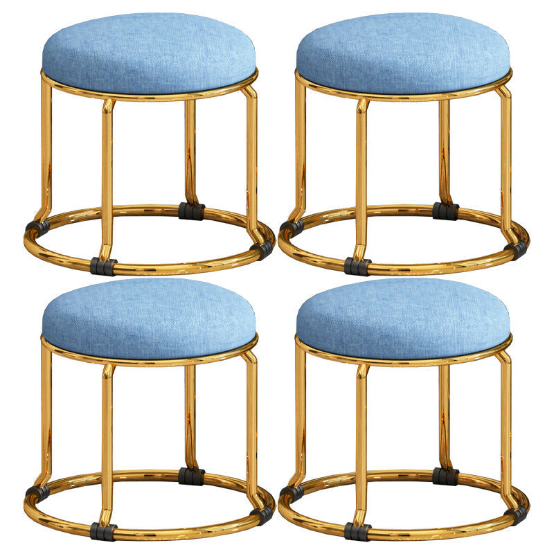 Standard Ottoman Fade Resistant Cotton Blend Glam Round Solid Color Ottoman Blue 4 Piece Set Gold Clearhalo 'furn' 'furn_ottomans_poufs' 'Furniture' 'Living Room Furniture' 'Ottomans & Poufs' 'ottomans_poufs' 5925113