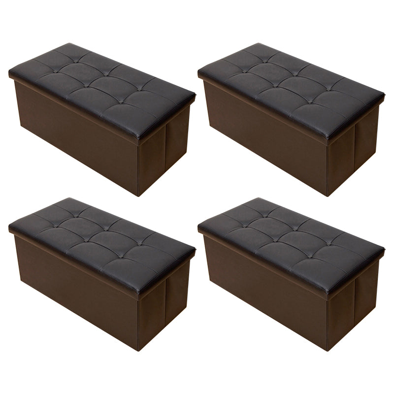 Vintage Tufted Ottoman Pure Color PU Leather Water Resistant Square Ottoman with Storage 30"L x 15"W x 15"H Black 4 Piece Set Clearhalo 'furn' 'furn_ottomans_poufs' 'Furniture' 'Living Room Furniture' 'Ottomans & Poufs' 'ottomans_poufs' 5925226