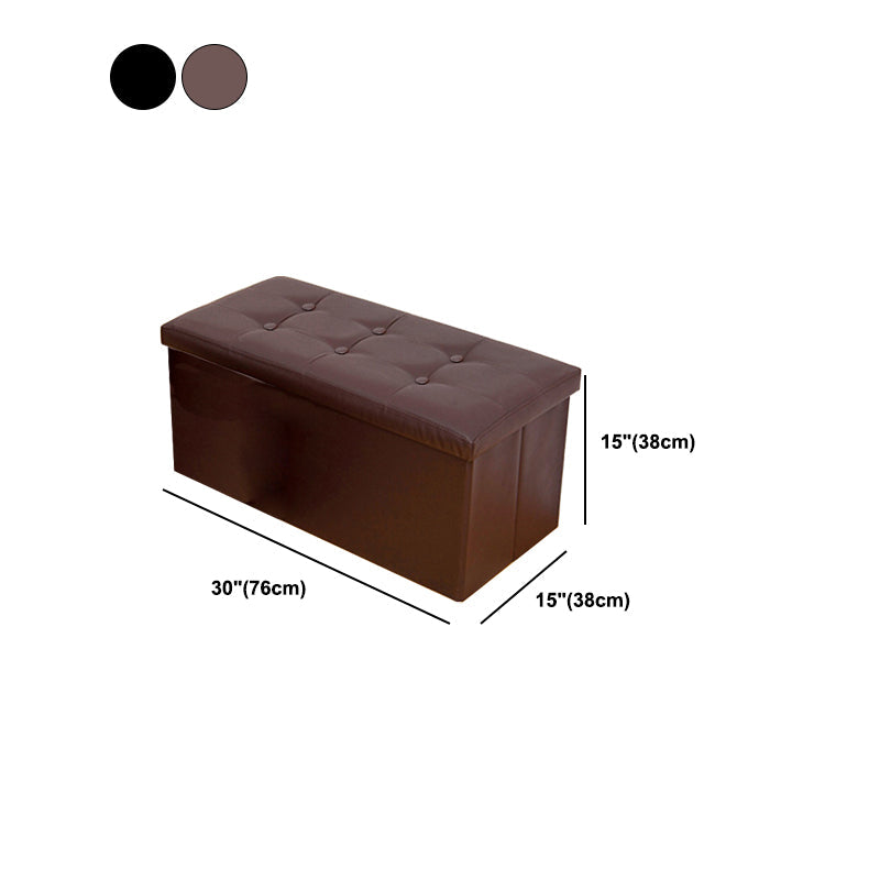 Vintage Tufted Ottoman Pure Color PU Leather Water Resistant Square Ottoman with Storage Clearhalo 'furn' 'furn_ottomans_poufs' 'Furniture' 'Living Room Furniture' 'Ottomans & Poufs' 'ottomans_poufs' 5925231