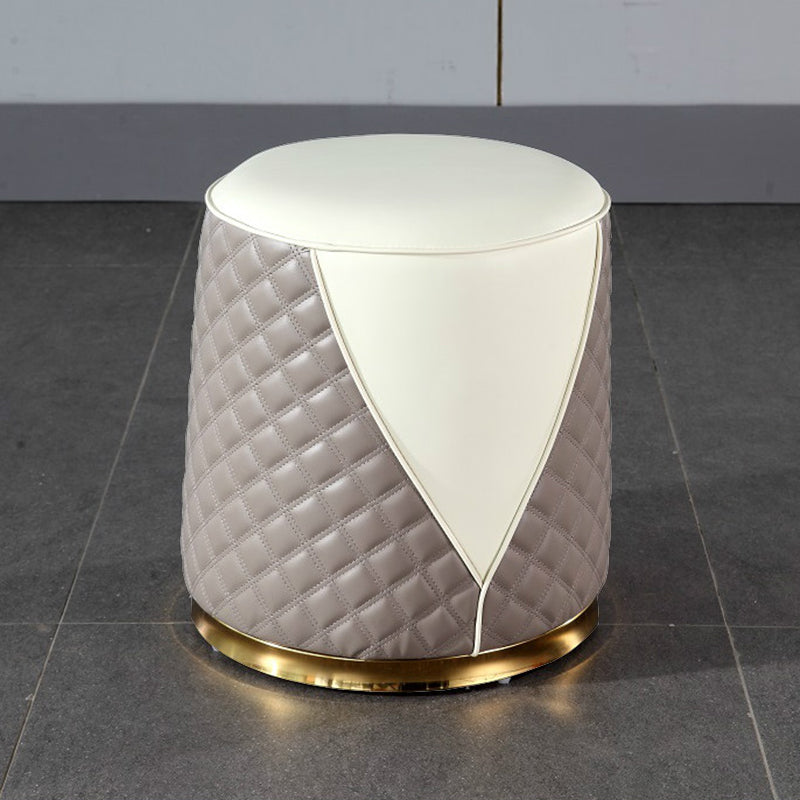 Orange Leather Standard Water Resistant Square Indoor Standard Dark Gray Round 1 Piece Clearhalo 'furn' 'furn_ottomans_poufs' 'Furniture' 'Living Room Furniture' 'Ottomans & Poufs' 'ottomans_poufs' 5925233