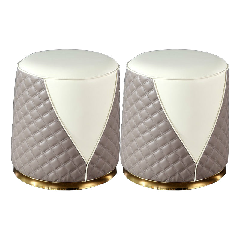 Orange Leather Standard Water Resistant Square Indoor Standard Dark Gray Round 2 Piece Set Clearhalo 'furn' 'furn_ottomans_poufs' 'Furniture' 'Living Room Furniture' 'Ottomans & Poufs' 'ottomans_poufs' 5925235