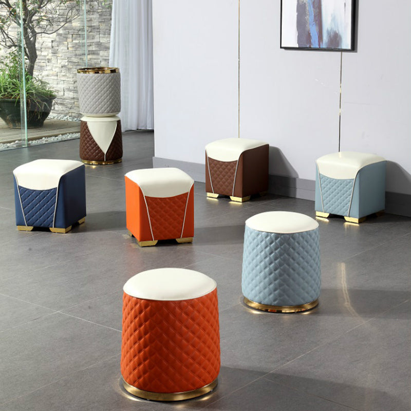 Orange Leather Standard Water Resistant Square Indoor Standard Clearhalo 'furn' 'furn_ottomans_poufs' 'Furniture' 'Living Room Furniture' 'Ottomans & Poufs' 'ottomans_poufs' 5925236