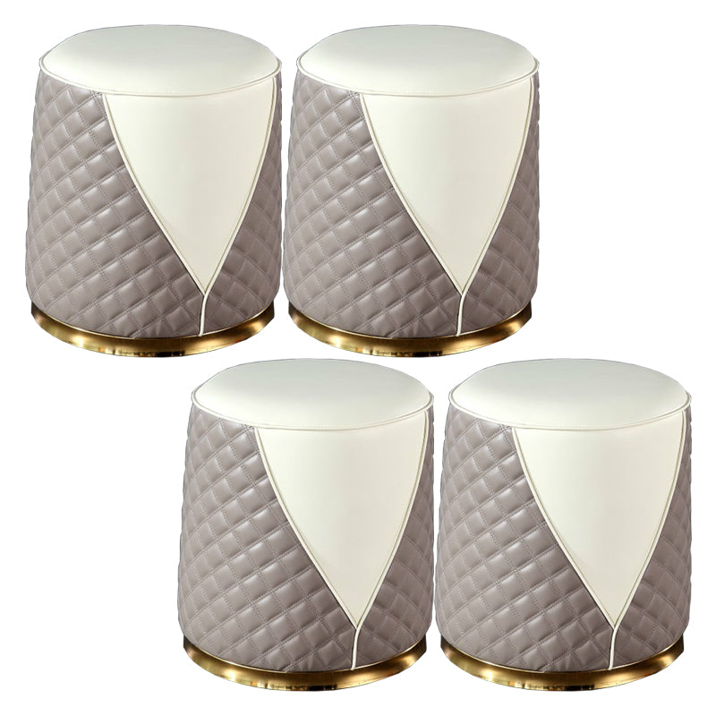 Orange Leather Standard Water Resistant Square Indoor Standard Dark Gray Round 4 Piece Set Clearhalo 'furn' 'furn_ottomans_poufs' 'Furniture' 'Living Room Furniture' 'Ottomans & Poufs' 'ottomans_poufs' 5925237