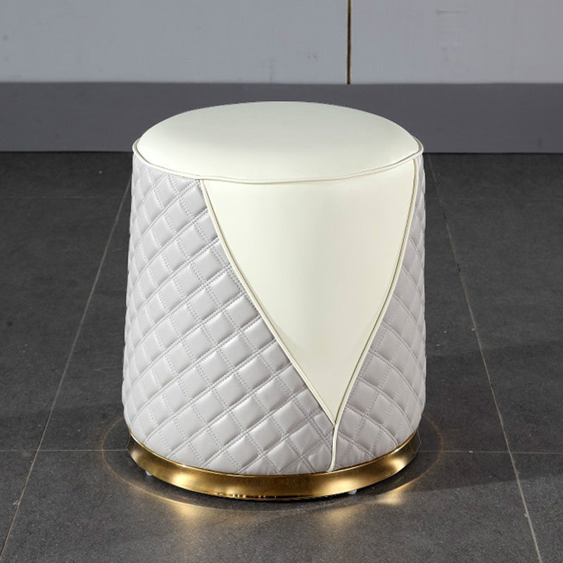 Orange Leather Standard Water Resistant Square Indoor Standard Light Gray Round 1 Piece Clearhalo 'furn' 'furn_ottomans_poufs' 'Furniture' 'Living Room Furniture' 'Ottomans & Poufs' 'ottomans_poufs' 5925238