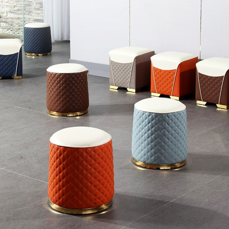 Orange Leather Standard Water Resistant Square Indoor Standard Clearhalo 'furn' 'furn_ottomans_poufs' 'Furniture' 'Living Room Furniture' 'Ottomans & Poufs' 'ottomans_poufs' 5925239