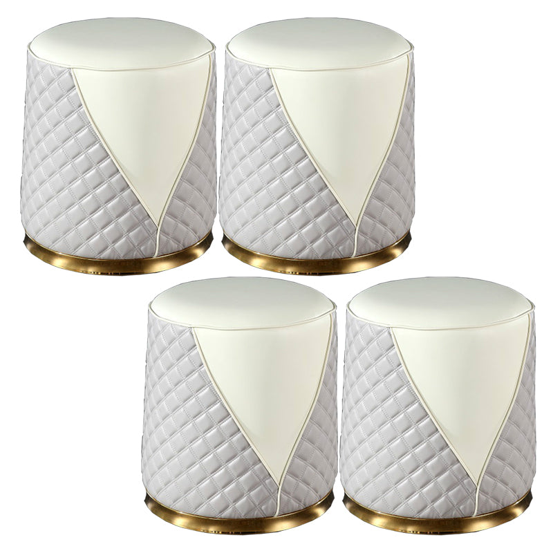 Orange Leather Standard Water Resistant Square Indoor Standard Light Gray Round 4 Piece Set Clearhalo 'furn' 'furn_ottomans_poufs' 'Furniture' 'Living Room Furniture' 'Ottomans & Poufs' 'ottomans_poufs' 5925242