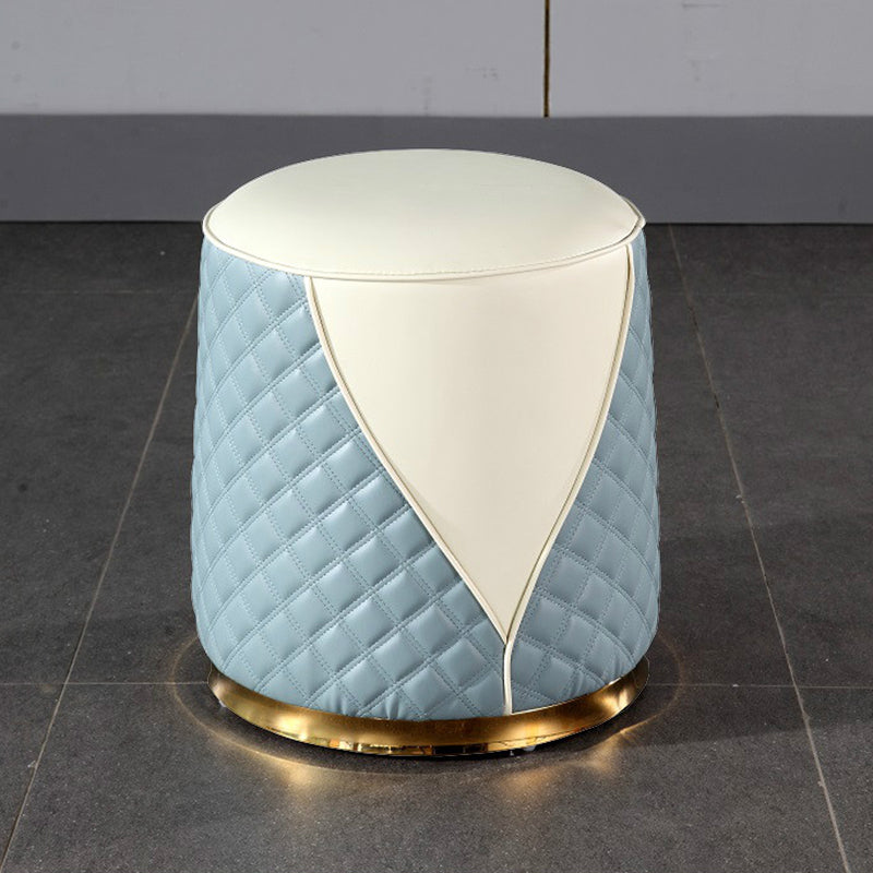 Orange Leather Standard Water Resistant Square Indoor Standard Light Blue Round 1 Piece Clearhalo 'furn' 'furn_ottomans_poufs' 'Furniture' 'Living Room Furniture' 'Ottomans & Poufs' 'ottomans_poufs' 5925244