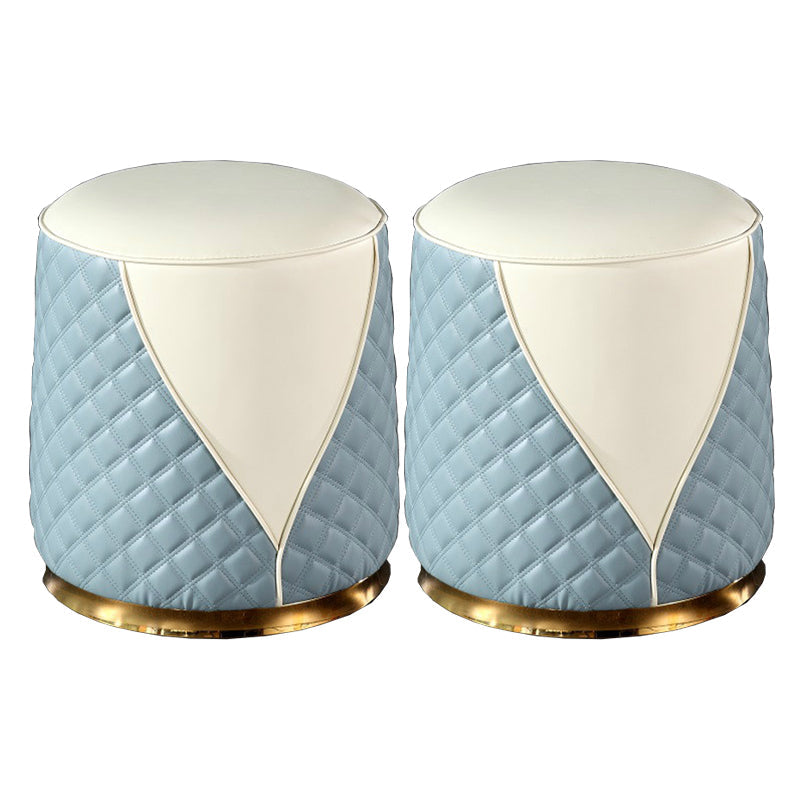 Orange Leather Standard Water Resistant Square Indoor Standard Light Blue Round 2 Piece Set Clearhalo 'furn' 'furn_ottomans_poufs' 'Furniture' 'Living Room Furniture' 'Ottomans & Poufs' 'ottomans_poufs' 5925245