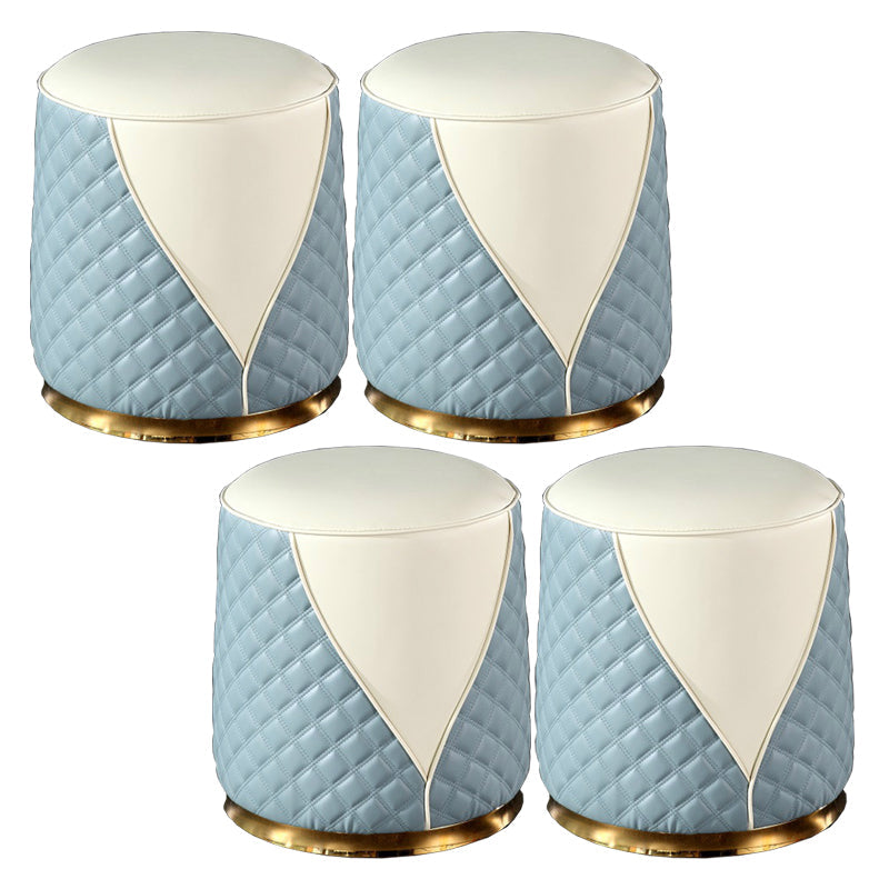 Orange Leather Standard Water Resistant Square Indoor Standard Light Blue Round 4 Piece Set Clearhalo 'furn' 'furn_ottomans_poufs' 'Furniture' 'Living Room Furniture' 'Ottomans & Poufs' 'ottomans_poufs' 5925246