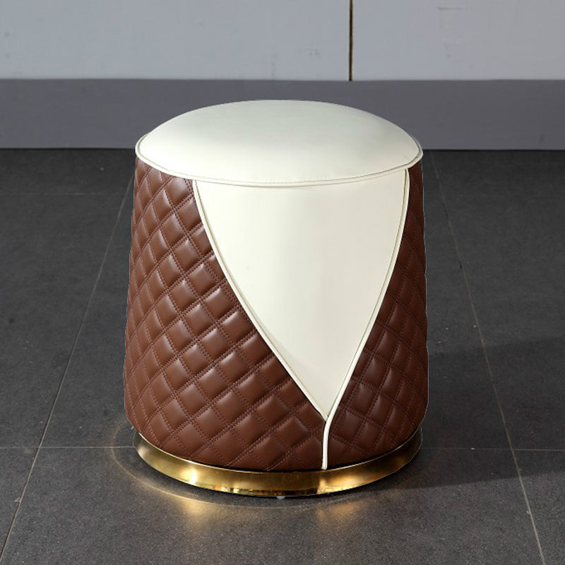 Orange Leather Standard Water Resistant Square Indoor Standard Coffee Round 1 Piece Clearhalo 'furn' 'furn_ottomans_poufs' 'Furniture' 'Living Room Furniture' 'Ottomans & Poufs' 'ottomans_poufs' 5925247