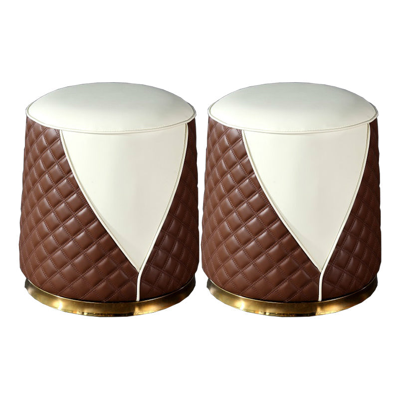 Orange Leather Standard Water Resistant Square Indoor Standard Coffee Round 2 Piece Set Clearhalo 'furn' 'furn_ottomans_poufs' 'Furniture' 'Living Room Furniture' 'Ottomans & Poufs' 'ottomans_poufs' 5925248