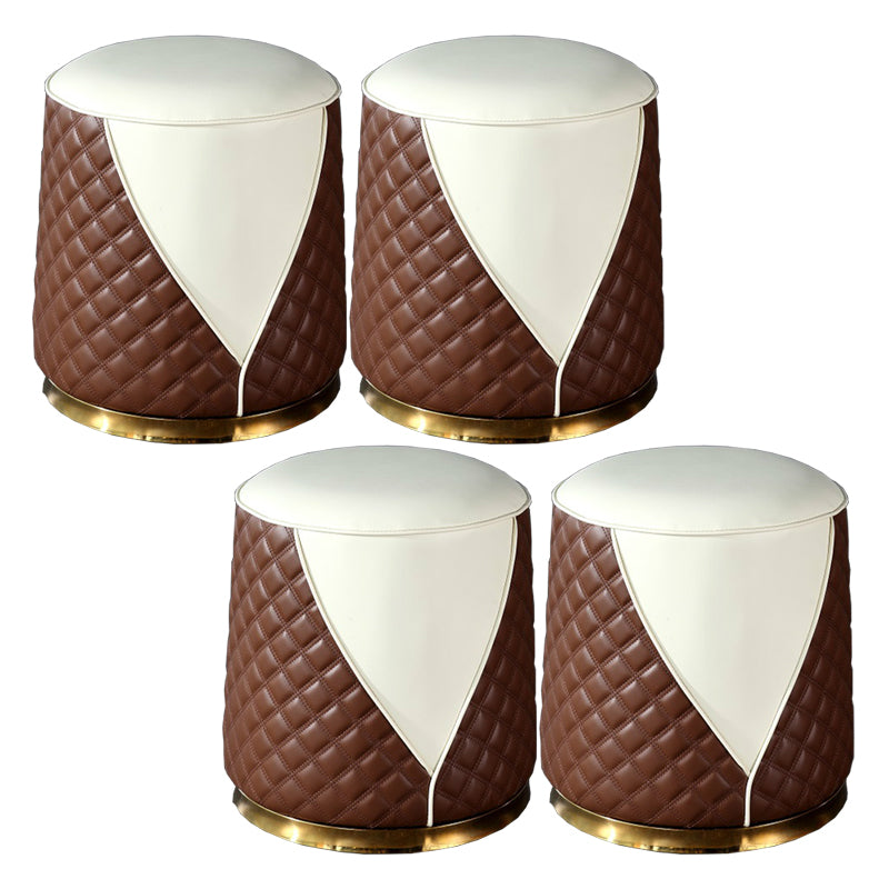 Orange Leather Standard Water Resistant Square Indoor Standard Coffee Round 4 Piece Set Clearhalo 'furn' 'furn_ottomans_poufs' 'Furniture' 'Living Room Furniture' 'Ottomans & Poufs' 'ottomans_poufs' 5925249