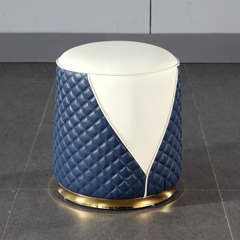 Orange Leather Standard Water Resistant Square Indoor Standard Dark Blue Round 1 Piece Clearhalo 'furn' 'furn_ottomans_poufs' 'Furniture' 'Living Room Furniture' 'Ottomans & Poufs' 'ottomans_poufs' 5925250