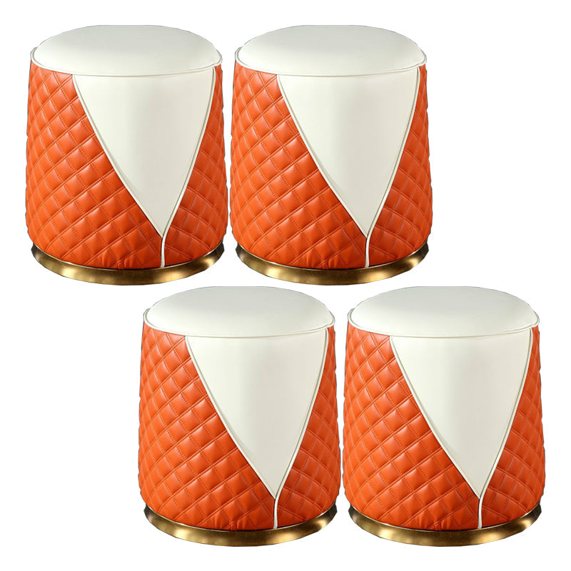 Orange Leather Standard Water Resistant Square Indoor Standard Orange Round 4 Piece Set Clearhalo 'furn' 'furn_ottomans_poufs' 'Furniture' 'Living Room Furniture' 'Ottomans & Poufs' 'ottomans_poufs' 5925255