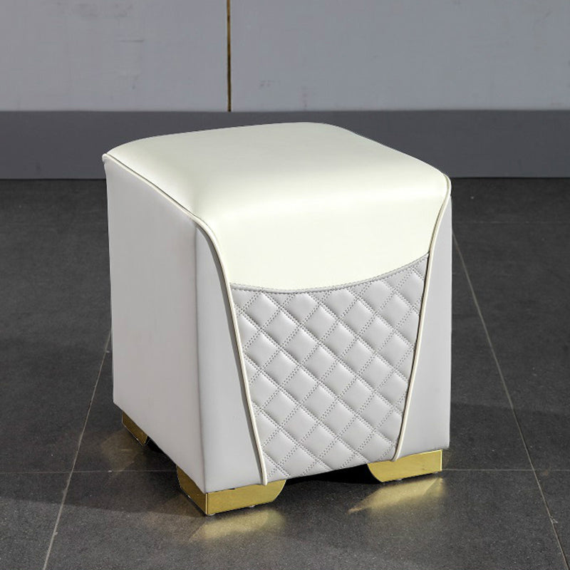 Orange Leather Standard Water Resistant Square Indoor Standard Light Gray Square 1 Piece Clearhalo 'furn' 'furn_ottomans_poufs' 'Furniture' 'Living Room Furniture' 'Ottomans & Poufs' 'ottomans_poufs' 5925259