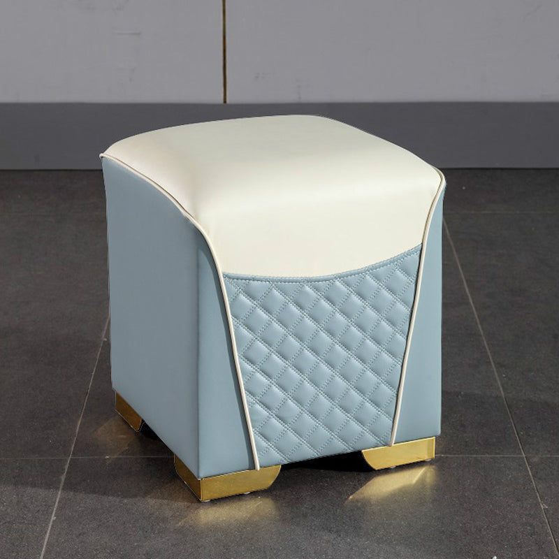 Orange Leather Standard Water Resistant Square Indoor Standard Light Blue Square 1 Piece Clearhalo 'furn' 'furn_ottomans_poufs' 'Furniture' 'Living Room Furniture' 'Ottomans & Poufs' 'ottomans_poufs' 5925262